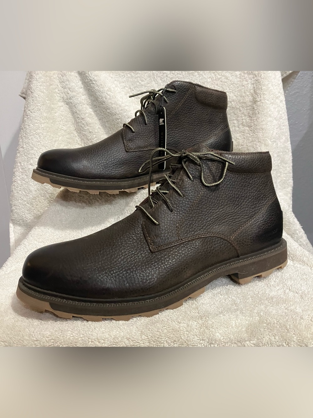 Sorel Dark Brown Pebbled Leather Chukka Boots size 12